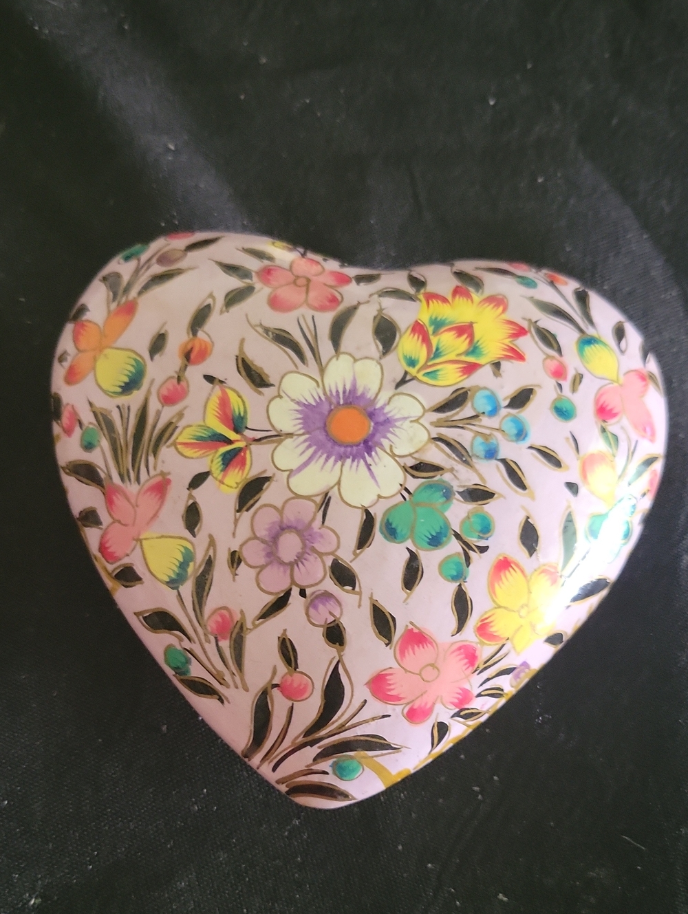 Heart-Shaped Floral Trinket - Pastel Multicolor